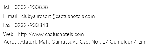 Club Yal Hotels & Resorts telefon numaralar, faks, e-mail, posta adresi ve iletiim bilgileri